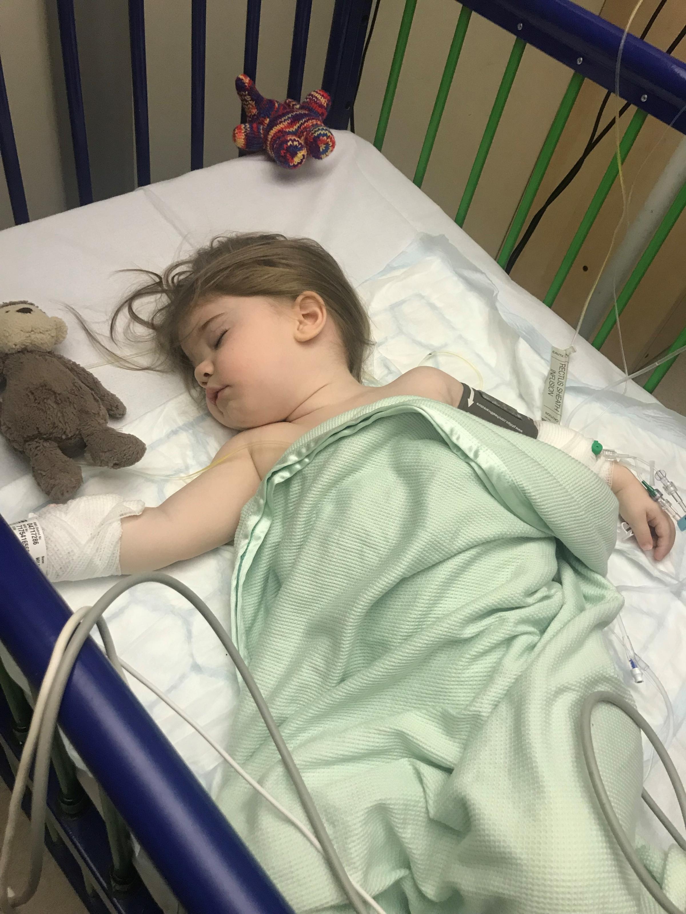 Oonagh Wilkinson in hospital 