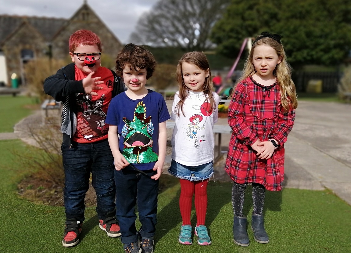 GROUP: Pupils from Pennington Church of England Primary School ready for Red Nose Day