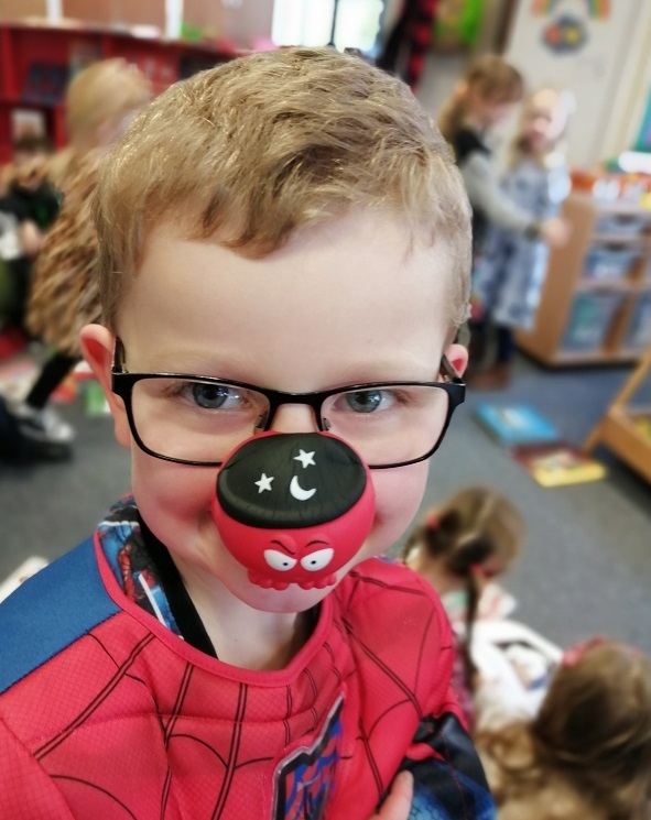 FUNNY: A pupil with their comedy red nose