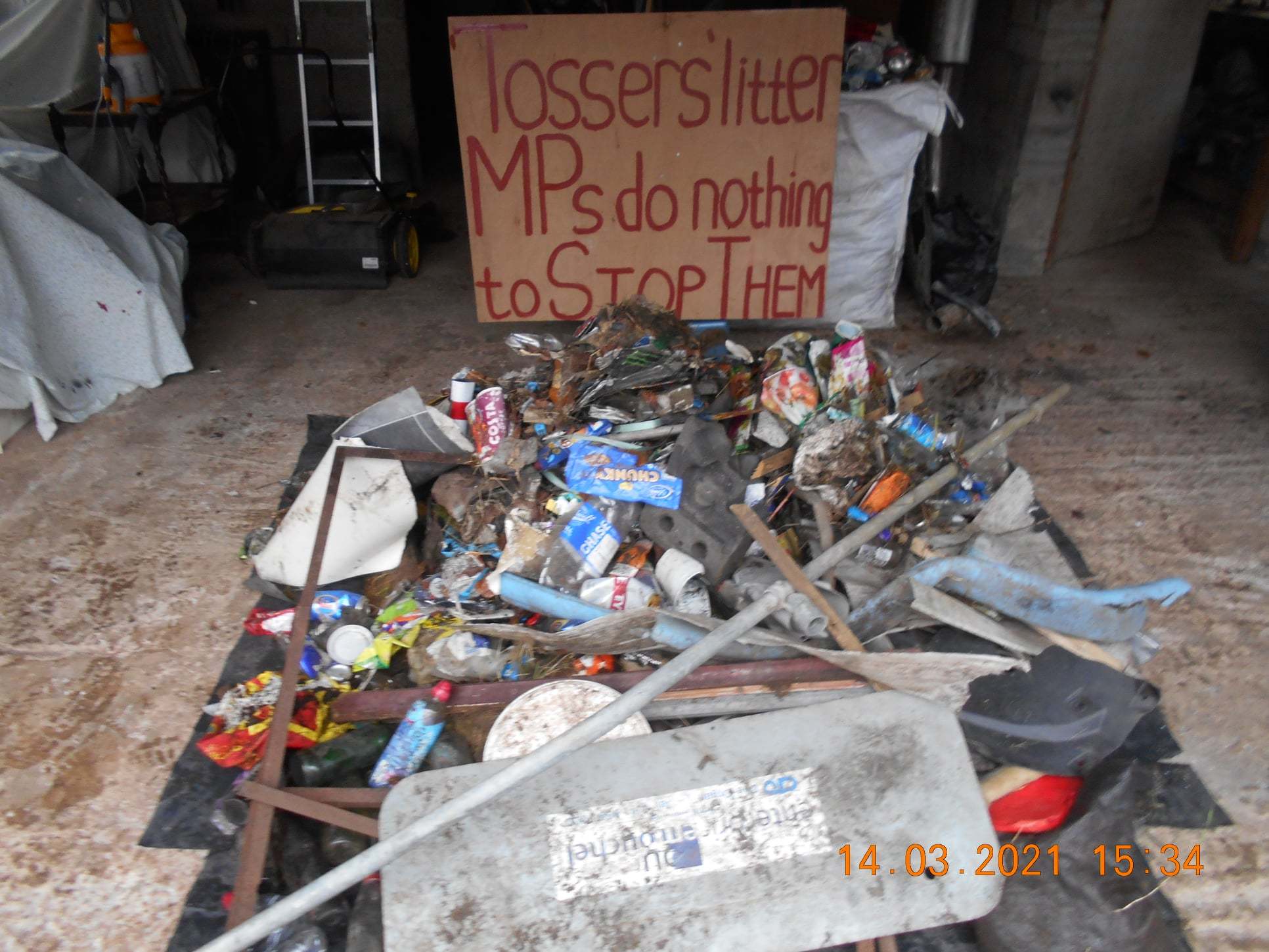 LITTER: Rubbish collected by Martin Stables from Crossamoor in Ulverston 