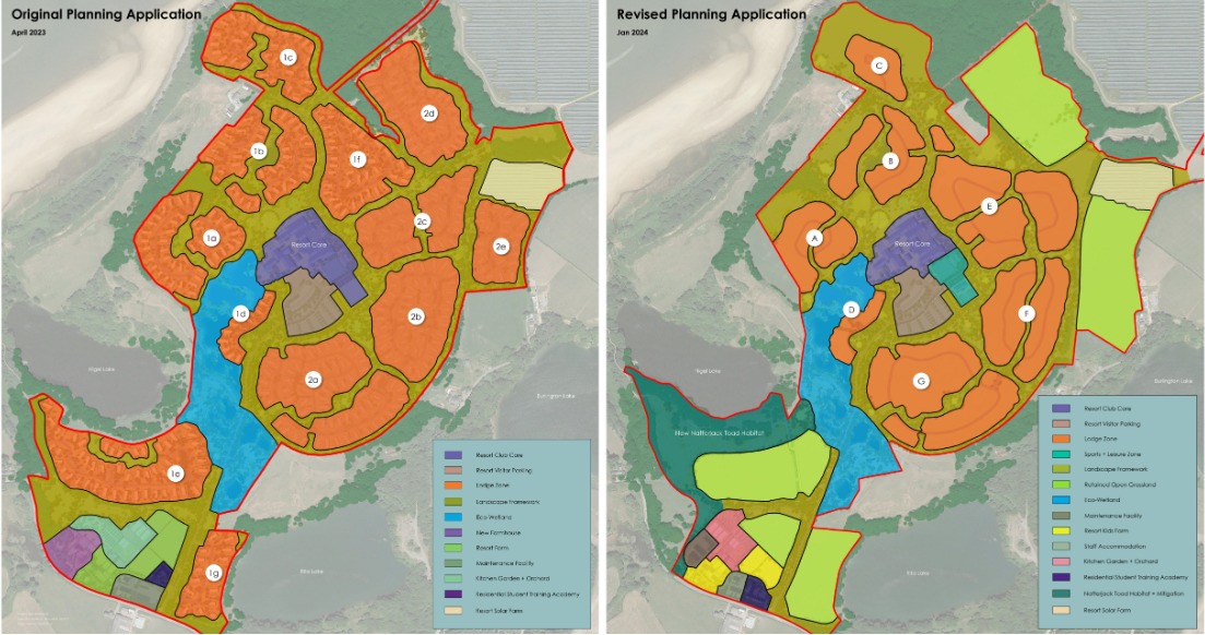 The old plans, left, and new plans, right